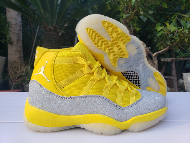 yellow and silver jordans